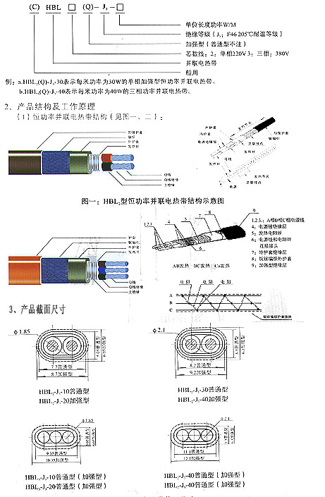 HBL型恒功率并聯(lián)式電熱帶